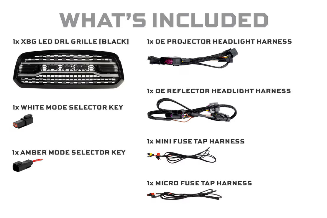 Dodge Ram 1500 Classic (19-24) XBG LED DRL Grille (Black)