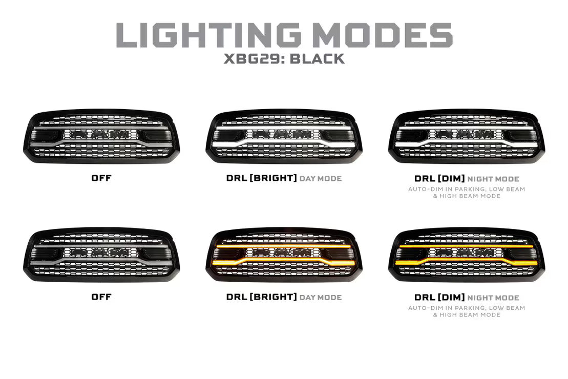 Dodge Ram 1500 Classic (19-24) XBG LED DRL Grille (Black)