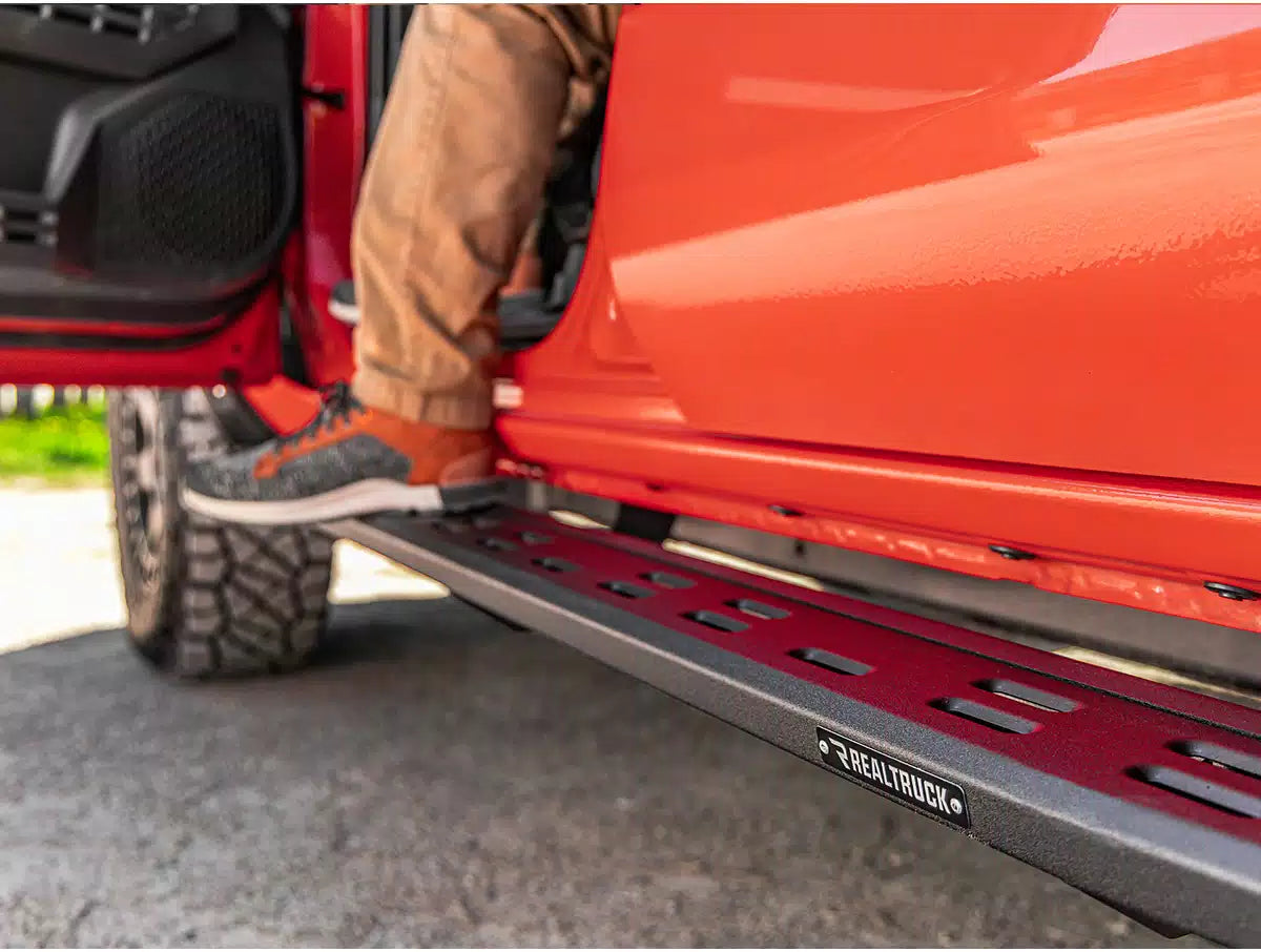 Go Rhino RB20 Slim Running Boards 57in. Cab Length - Bedliner Coating (No Drill/Mounting Brkt Req.)