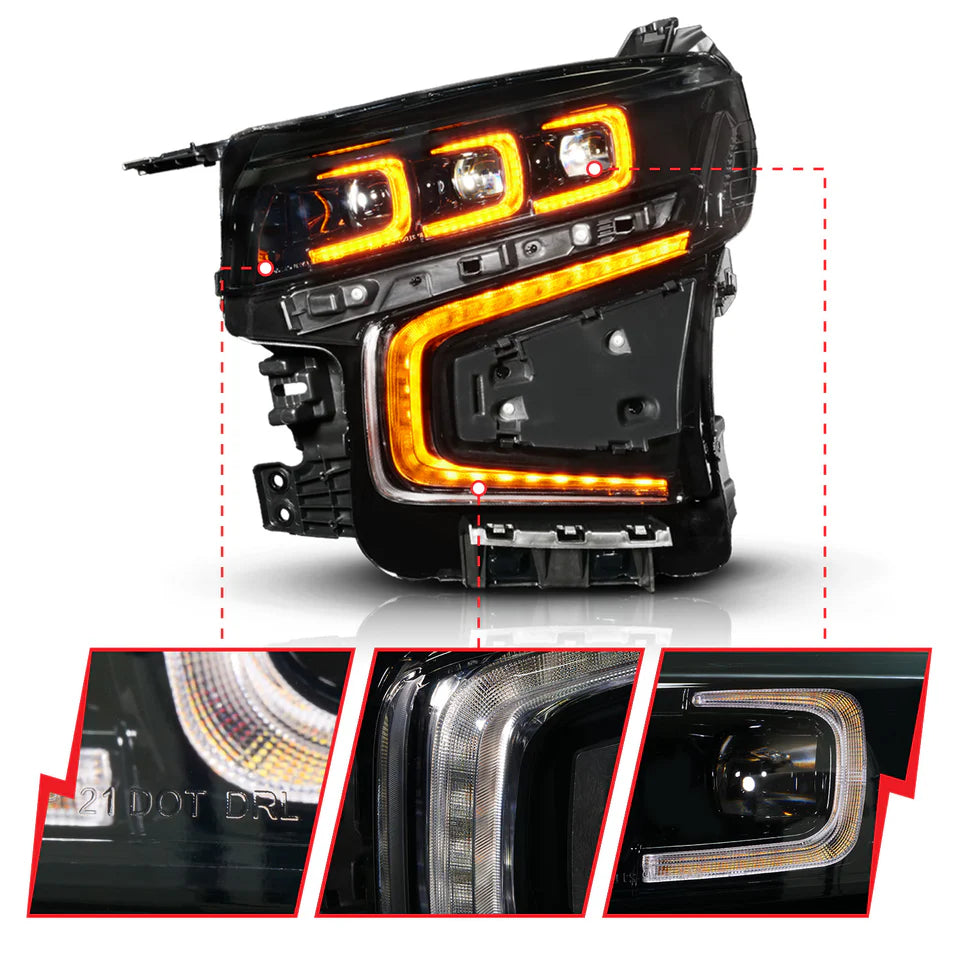 ANZO 21-24 Chevy Suburban/Tahoe Z-Series Full LED Proj Headlights Black (DRV Side)