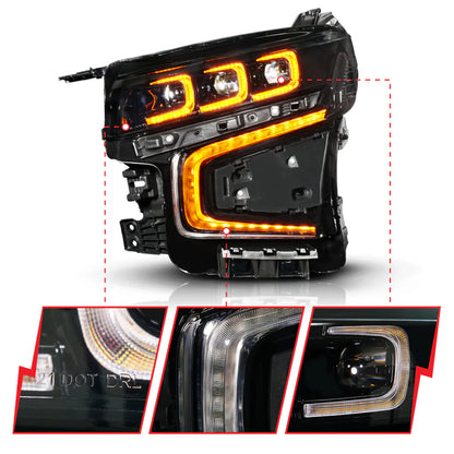ANZO 21-24 Chevy Suburban/Tahoe Z-Series Full LED Proj Headlights Black (DRV Side)
