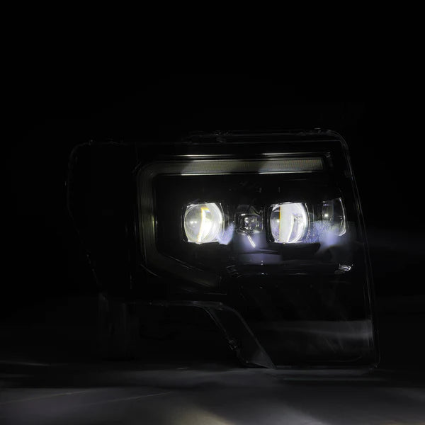 AlphaRex 09-14 Ford F-150 LUXX LED Proj Headlights Plank Style Jet Blk w/Activ Light/Seq Signal/DRL