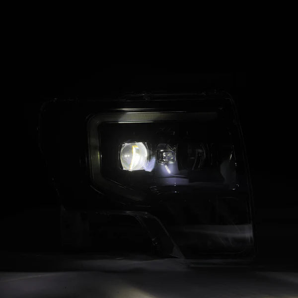 AlphaRex 09-14 Ford F-150 LUXX LED Proj Headlights Plank Style Jet Blk w/Activ Light/Seq Signal/DRL