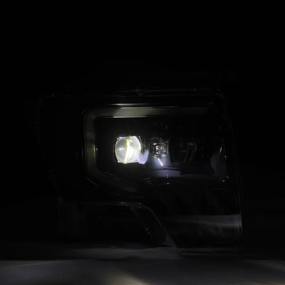 AlphaRex 09-14 Ford F-150 LUXX LED Proj Headlights Plank Style Jet Blk w/Activ Light/Seq Signal/DRL
