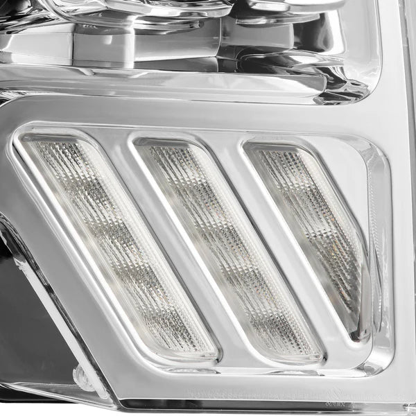 AlphaRex 09-14 Ford F-150 LUXX LED Proj Headlights Plank Style Chrome w/Activ Light/Seq Signal/DRL