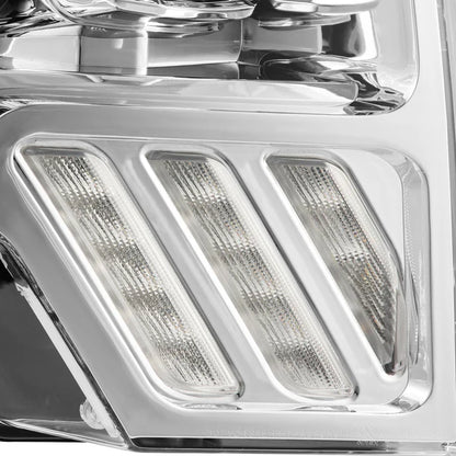 AlphaRex 09-14 Ford F-150 LUXX LED Proj Headlights Plank Style Chrome w/Activ Light/Seq Signal/DRL