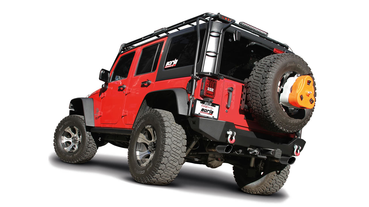 Borla 12-16 Jeep Wrangler 3.6AT/MT 4WD 2+4DR S/ SQ /RL/AC SR 2.5in, 2in Tip 3.5 sqx8 Black Chrome