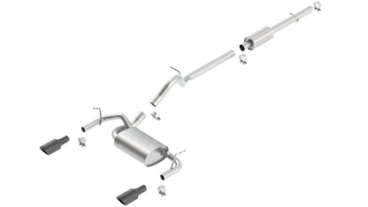 Borla 12-16 Jeep Wrangler 3.6L AT/MT 4DR 4WD S SQ RL AC SR 2.5in 2in TIP 3.5inx3.28in Black Chrome
