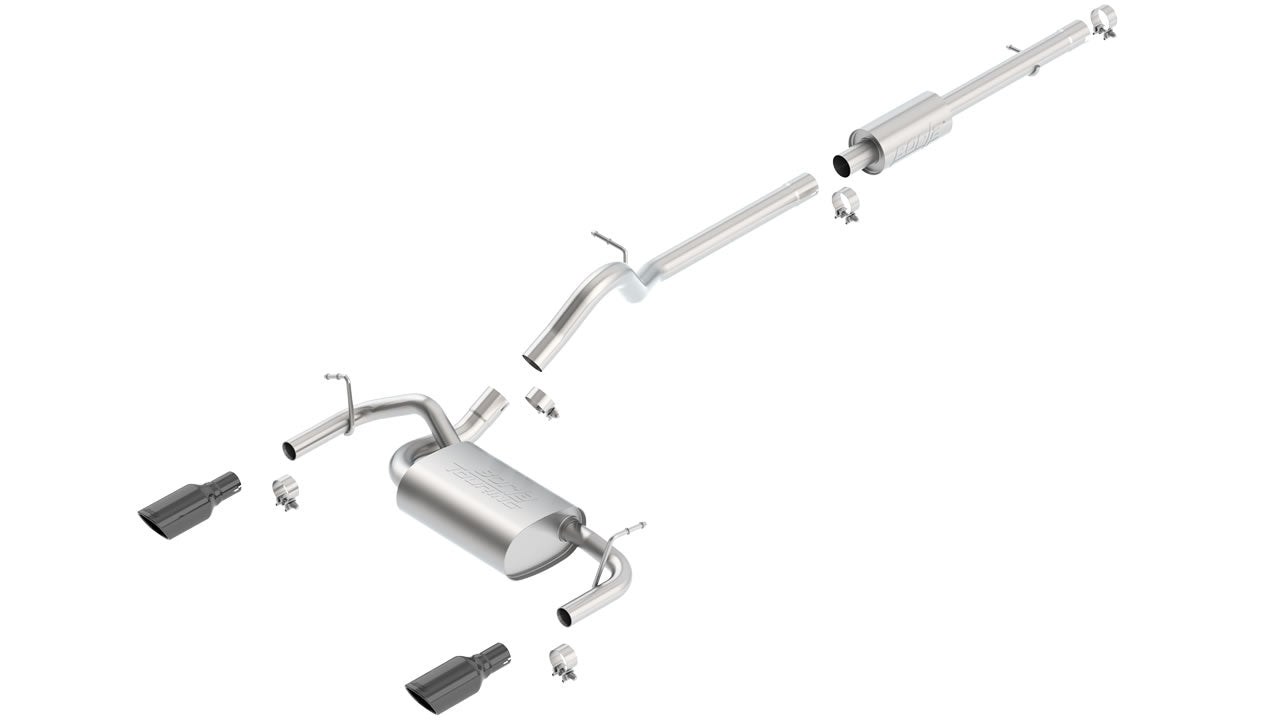 Borla 12-16 Jeep Wrangler 3.6L AT/MT 4DR 4WD S SQ RL AC SR 2.5in 2in TIP 3.5inx3.28in Black Chrome