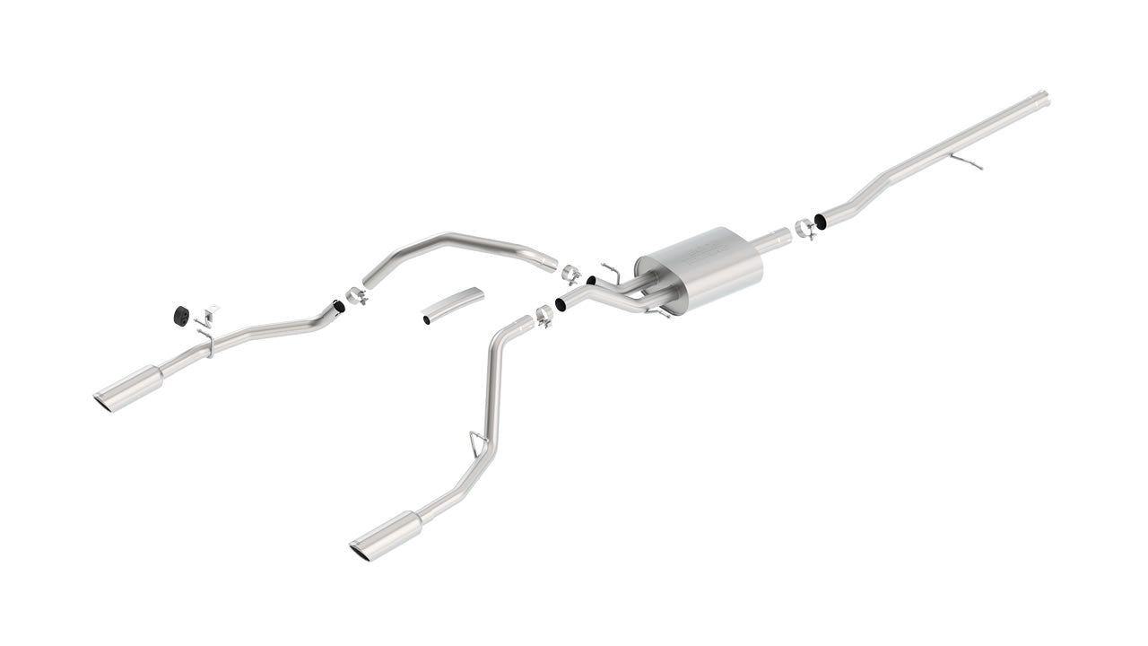 Borla 14 Silv/Sierra 1500 C/B Touring Exhaust /2.75in in Muffler 2.25inout 4inTIp SS Rear Exit