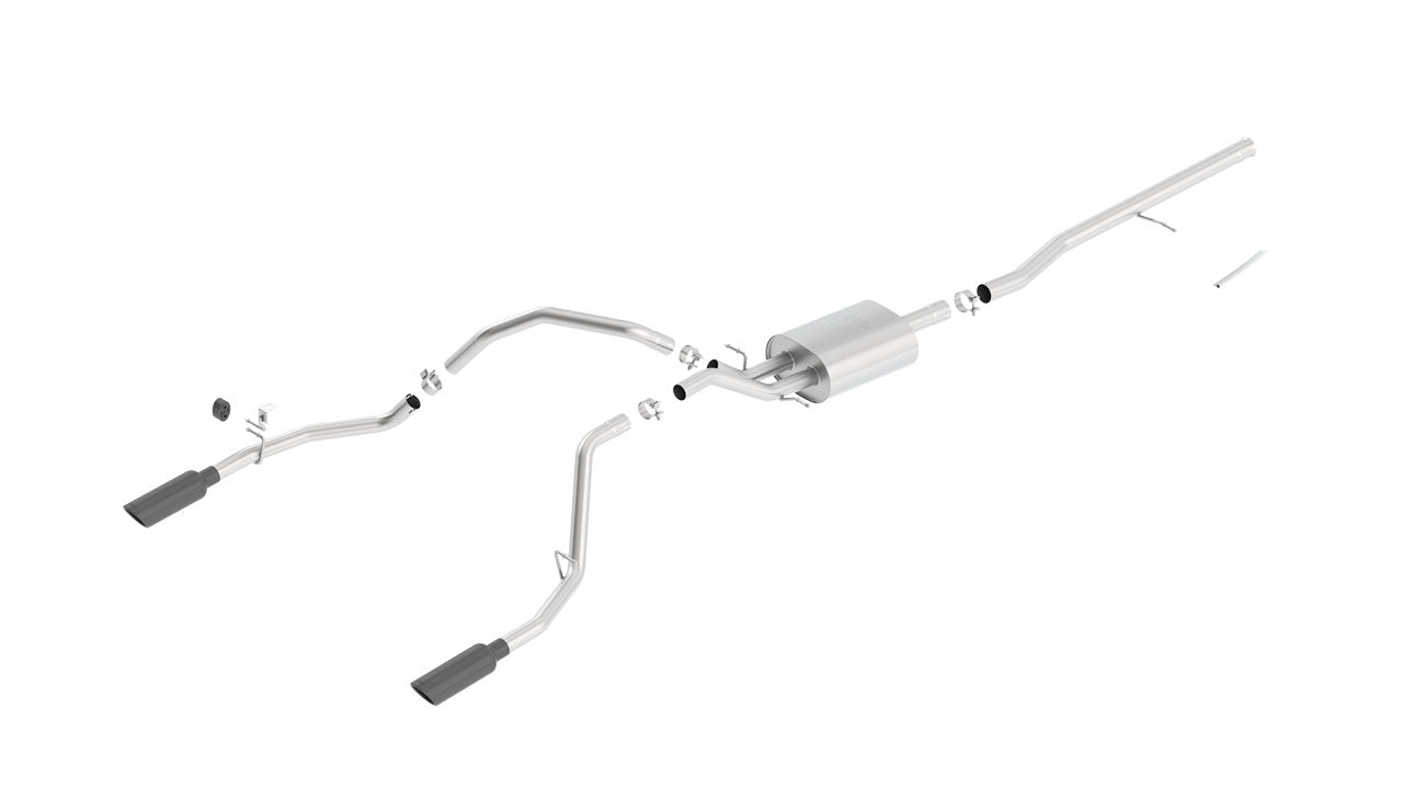 Borla 14 Silv/Sierra C/B Exhaust ATAK 1500 5.3L V8 AT/MT 2&4WD Ext Cab (78.7) WB - Black Chrome