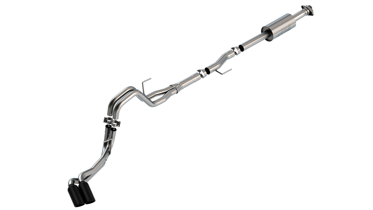 Borla F-150 2021 2.7L/3.5L 4dr CC SB EC STB Lar/KingR/Plnm/LTD 3/2.25 DSE CB Touring BLK CHR Tips