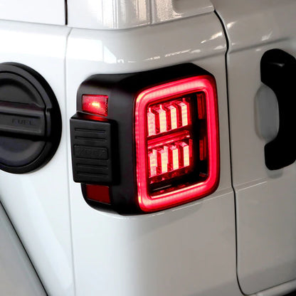 AlphaRex 2018+ Jeep Wrangler JL NOVA-Series Prismatic LED Tail Lights - Black/Red