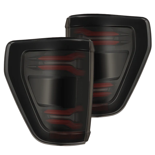 AlphaRex 24-25 Ford F-150 LUXX LED Taillights Blk-Red Activ Light/Seq Signal - Smoked Lens