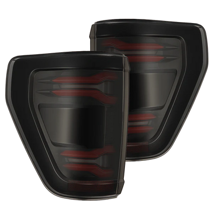 AlphaRex 24-25 Ford F-150 LUXX LED Taillights Blk-Red Activ Light/Seq Signal - Smoked Lens
