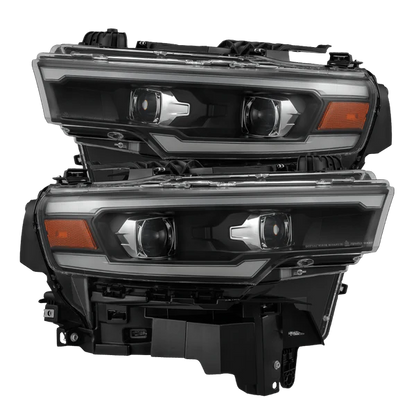 AlphaRex 25-26 Dodge Ram 1500 Luxx LED Proj Headlights -Black w/Activ Lit/ Seq Signal/Switchbk DRL