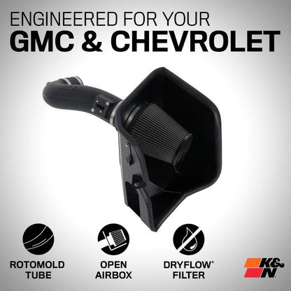 K&N Cold Air Intake - Dryflow, Roto-mold Tube - CHEV SILVERADO 1500 V8-5.3/6.2L