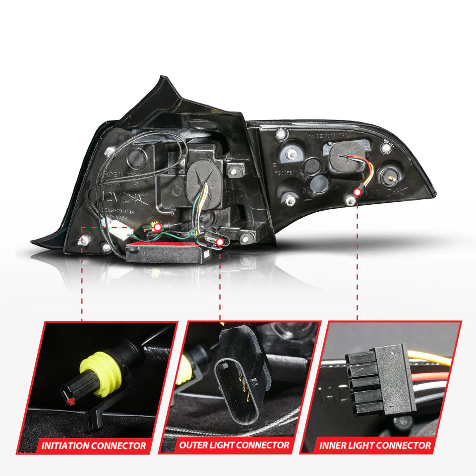 ANZO 17-23 Tesla Model 3 / 20-25 Model Y Full LED Tail Lights Initiation/SeqSig Black - Pair