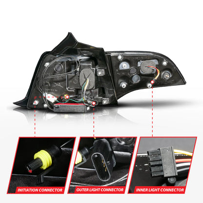 ANZO 17-23 Tesla Model 3 / 20-25 Model Y Full LED Tail Lights Initiation/SeqSig Black - Pair