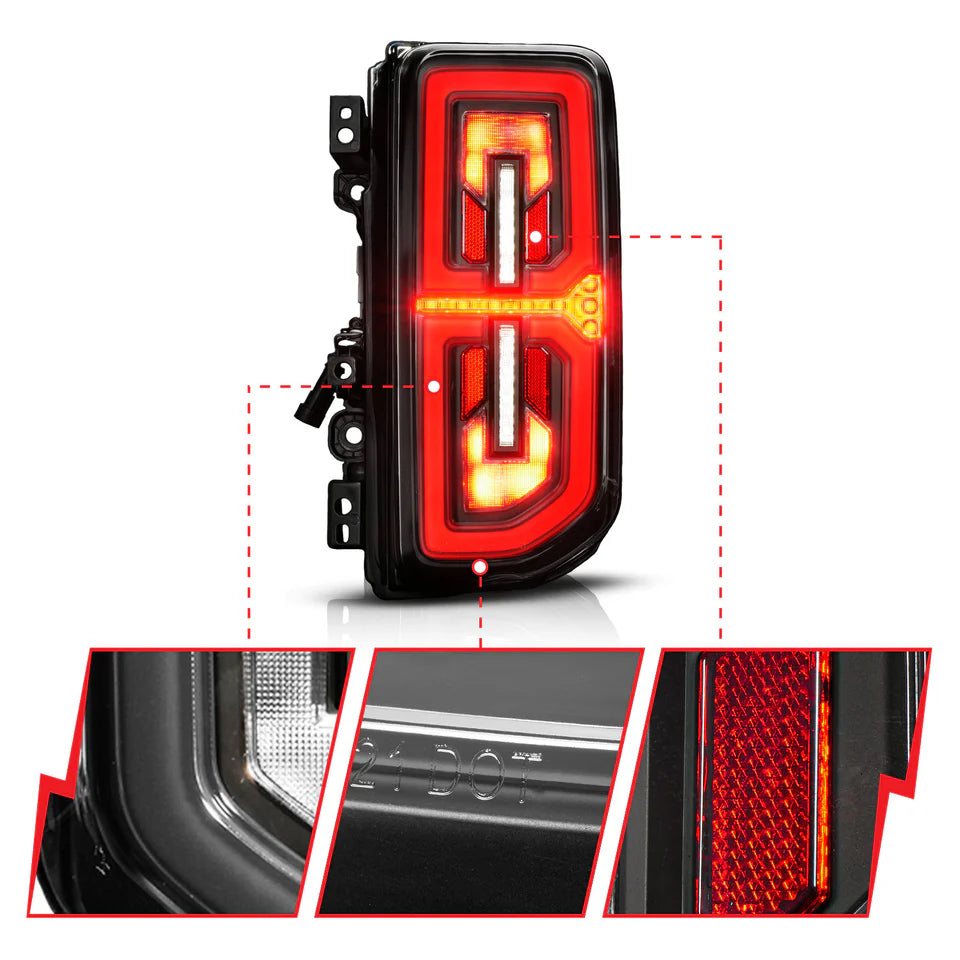 ANZO 21-25 Ford Bronco Full LED Tail Lights SeqSig Black - Pair