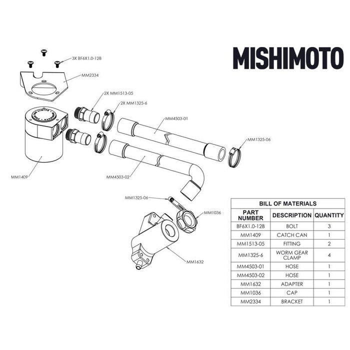 Mishimoto Baffled Oil Catch Can, CCV Side, fits Ford 6.4L Powerstroke 2008-2010
