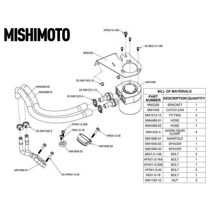 Mishimoto 11-16 Ford 6.7L Powerstroke Baffled Oil Catch Can Kit
