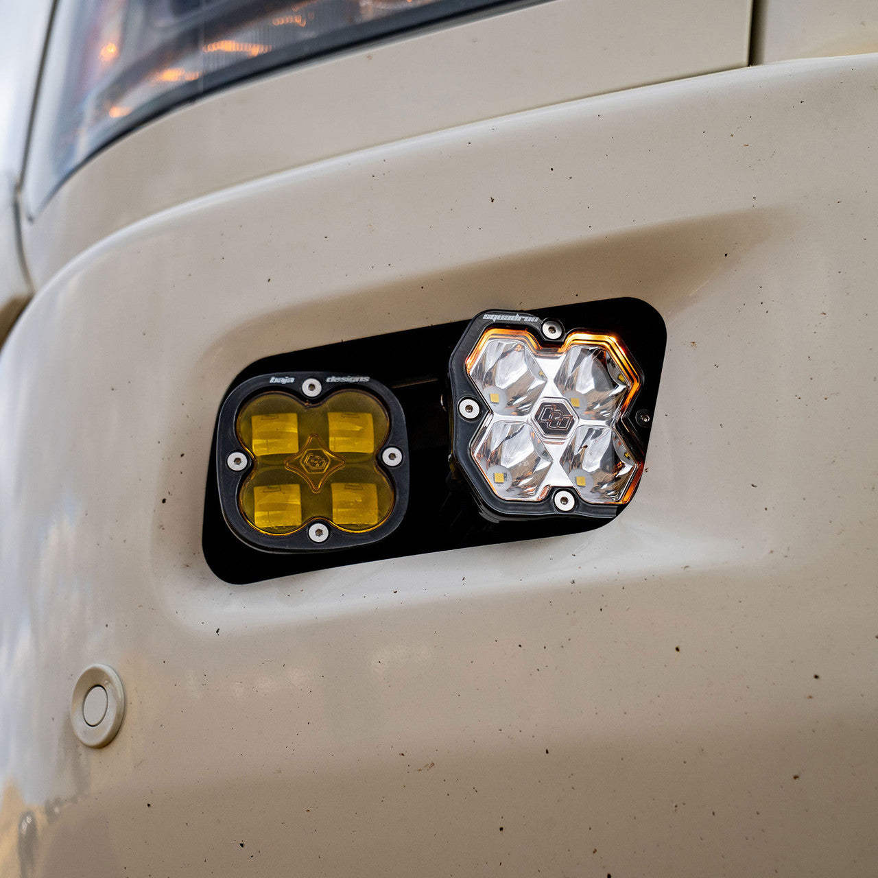 Baja Designs 10-18 Dodge Ram 2500/3500 / 09-12 1500 Squadron SAE 2.0 Fog Kit (SAE Fog) - Baja Amber