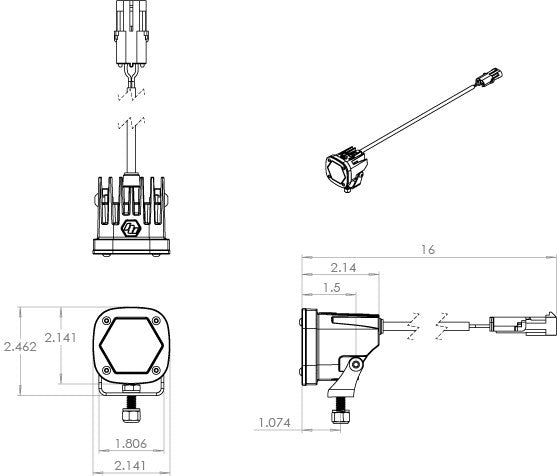 Baja Designs S1 Work/Scene LED Light w/ Mounting Bracket Single
