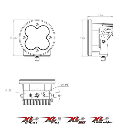 Baja Designs XL R Sport Wide Cornering Spot LED Light Pods - Amber