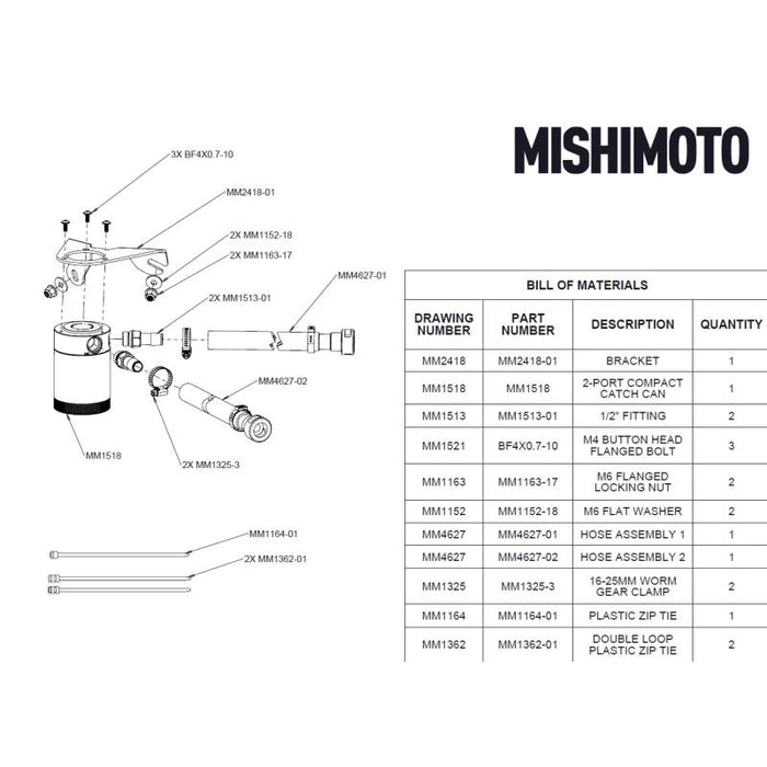Mishimoto 2021+ Ford Bronco 2.3L Baffled Oil Catch Can - PCV Side - Black