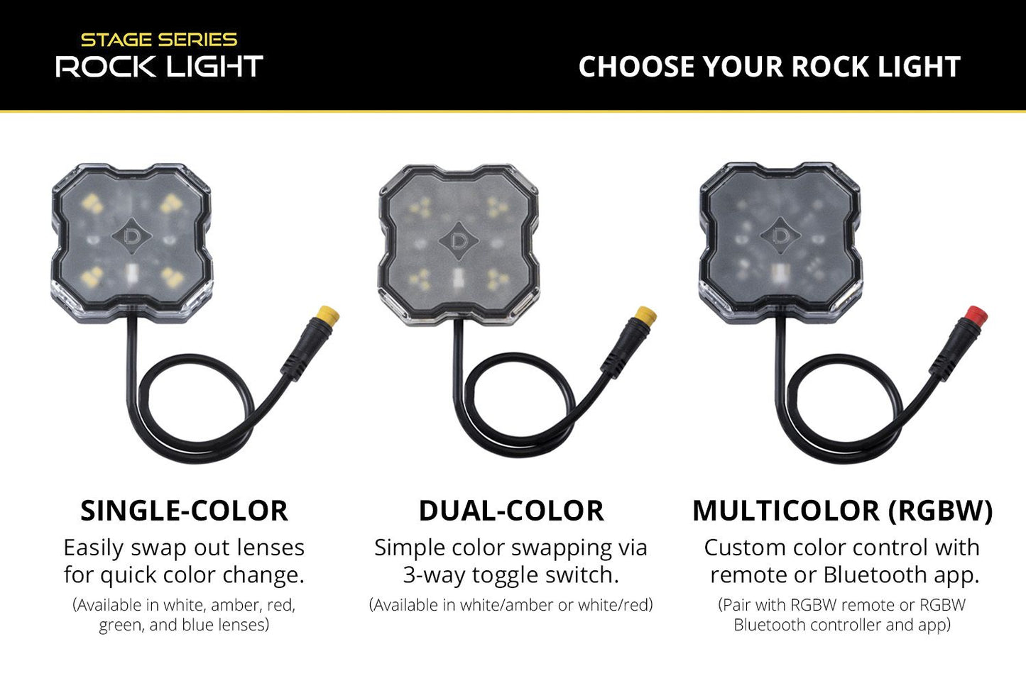 Diode Dyamics Rock Light  -Amber/White - M8 8-Pack